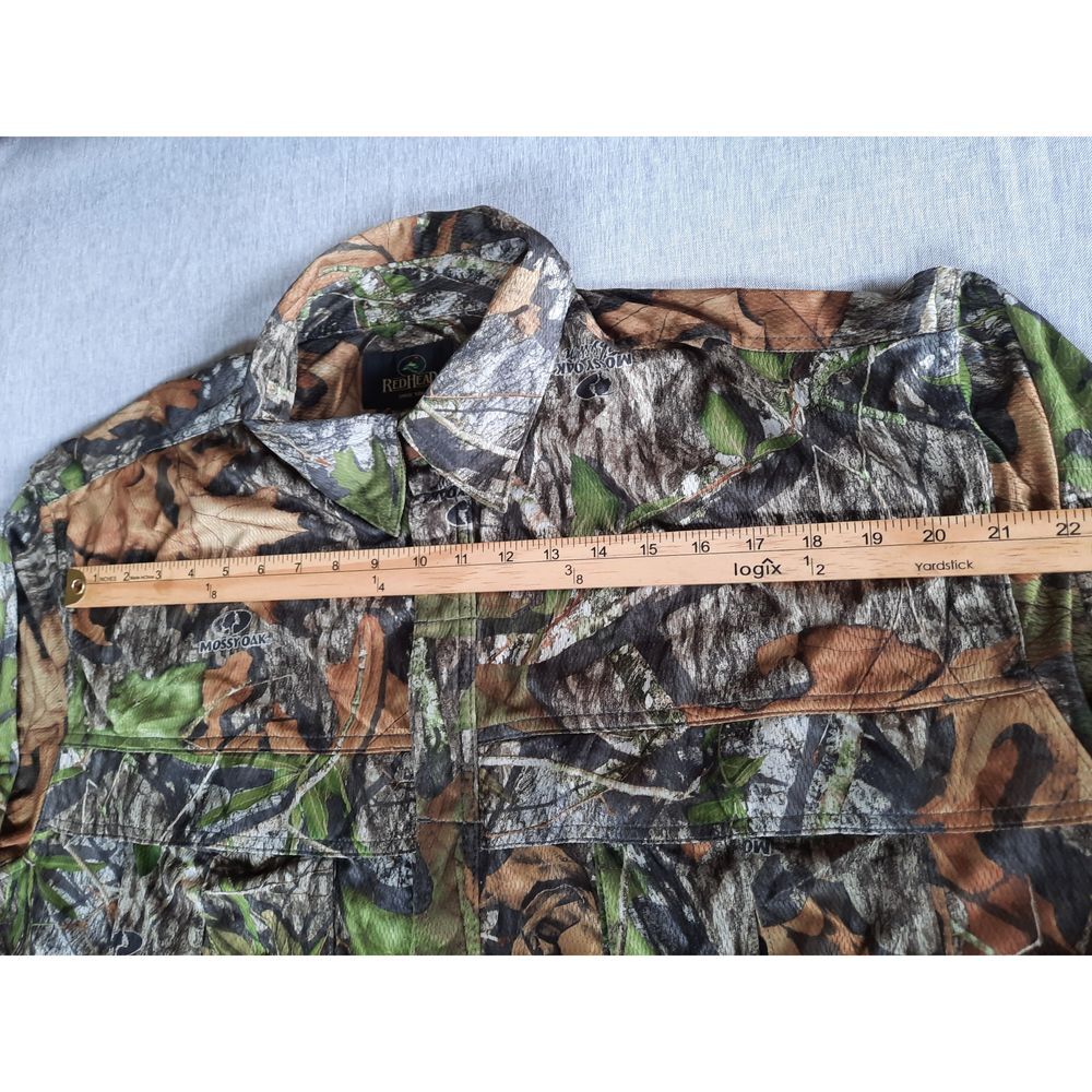 RedHead Men 2XL Outdoor Camp Camouflage Military Green Button Shirt Long Sleeve - Picture 3 of 8